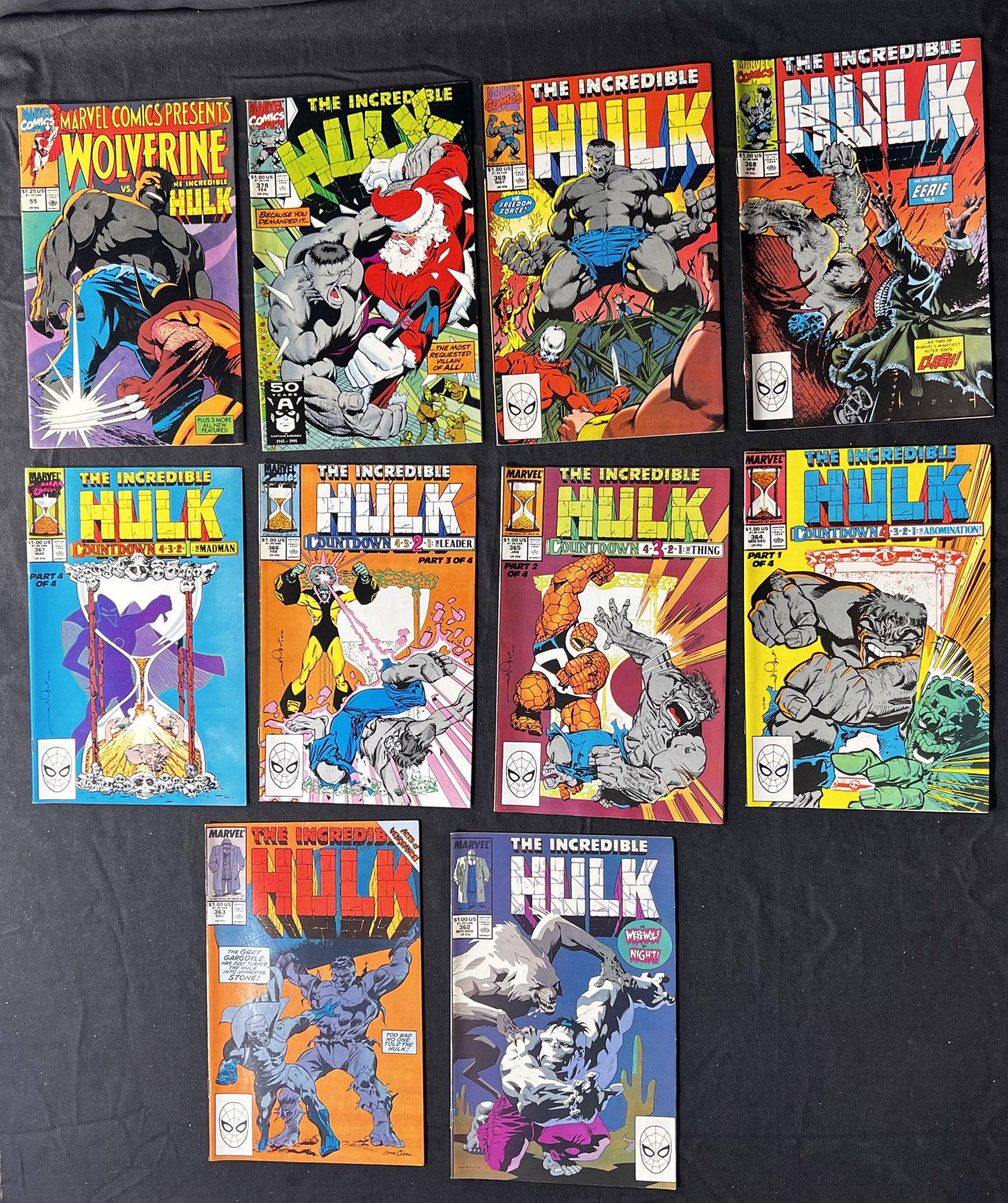 The Incredible HULK 9 comics books and one book hulk and wolverine 1980's (1 of 7)
