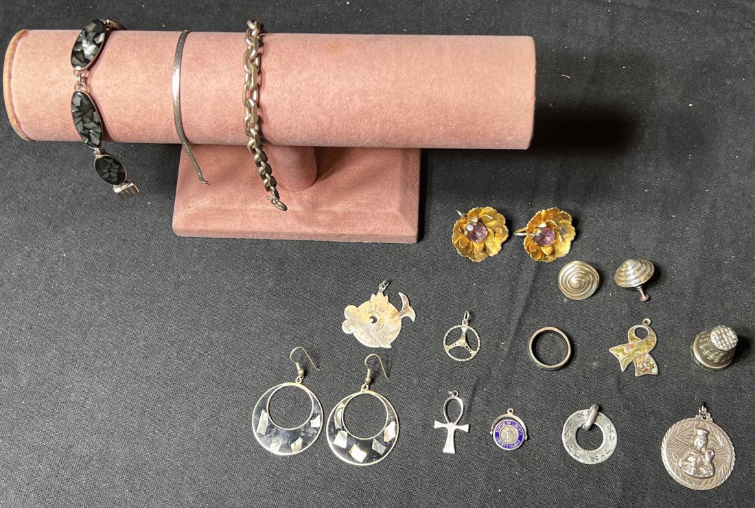 Lot of 15 - Mixed Sterling .925 Jewelry - Brooches, Pendants, Earrings, and Bracelets (1 of 17)