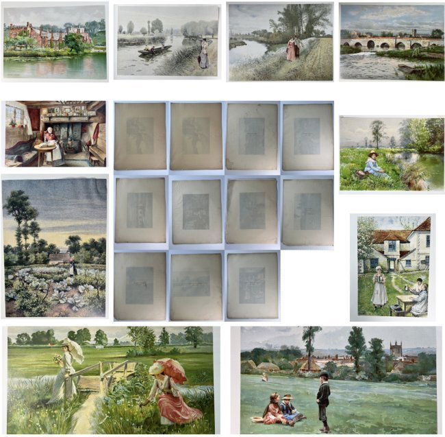 Vintage Art Prints Lot of 10 From the Book "The Homes and Haunts of Shakespeare": Vintage Art Prints Lot of 10 From the Book "The Homes and Haunts of Shakespeare. Each Print Has a covering with the Artist name and Title of the Print. 1) "A Quart of Ale is a Dish For A king" George