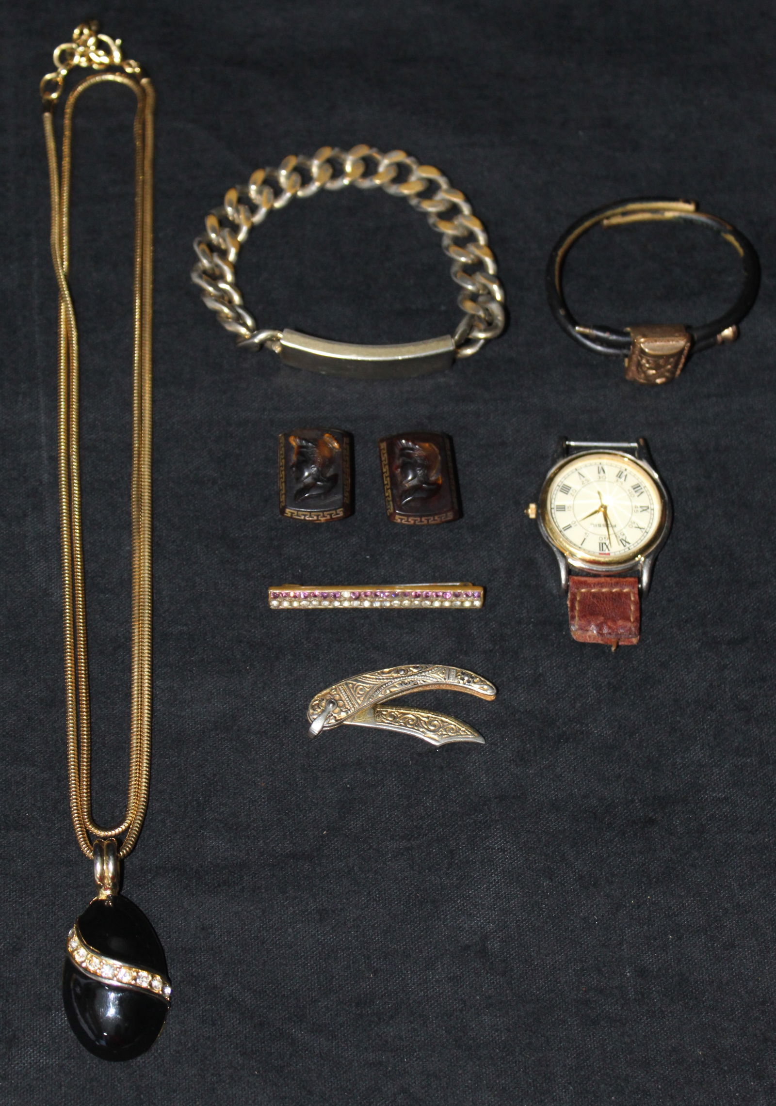 (7) Mens Jewelry - Cufflinks, Fossil Watch, Necklaces, Bracelets (1 of 13)