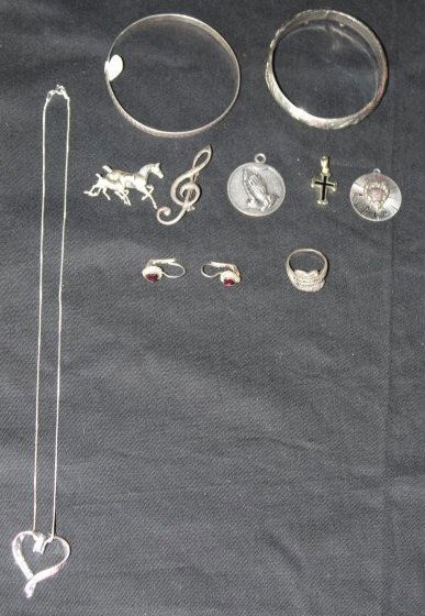 (10) 925 Sterling Silver Jewelry  - Earrings, Necklaces, Bracelet, Ring, Pendant & Brooches (1 of 11)