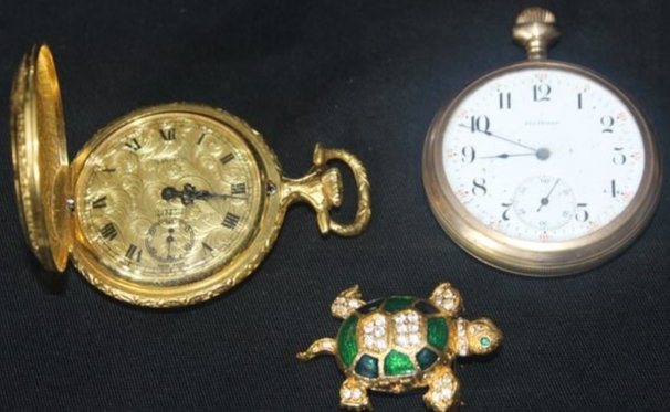 (3) Manfred & Illinois Pocket Watch, Spats Turtle Watch Brooch (1 of 8)