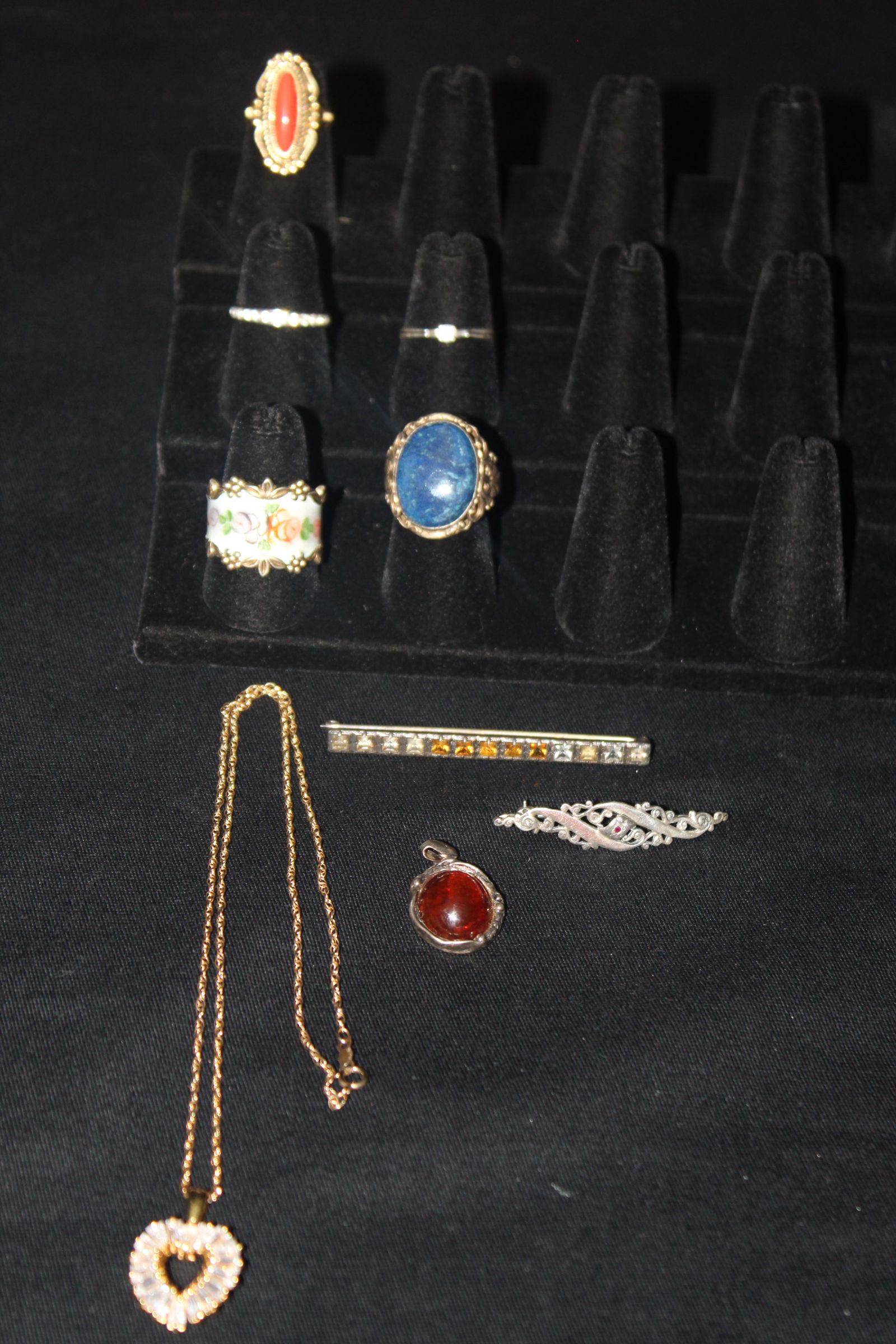 Lot of 925 Sterling Silver Jewelry - Rings, Necklace, Brooches & Pendant (1 of 10)