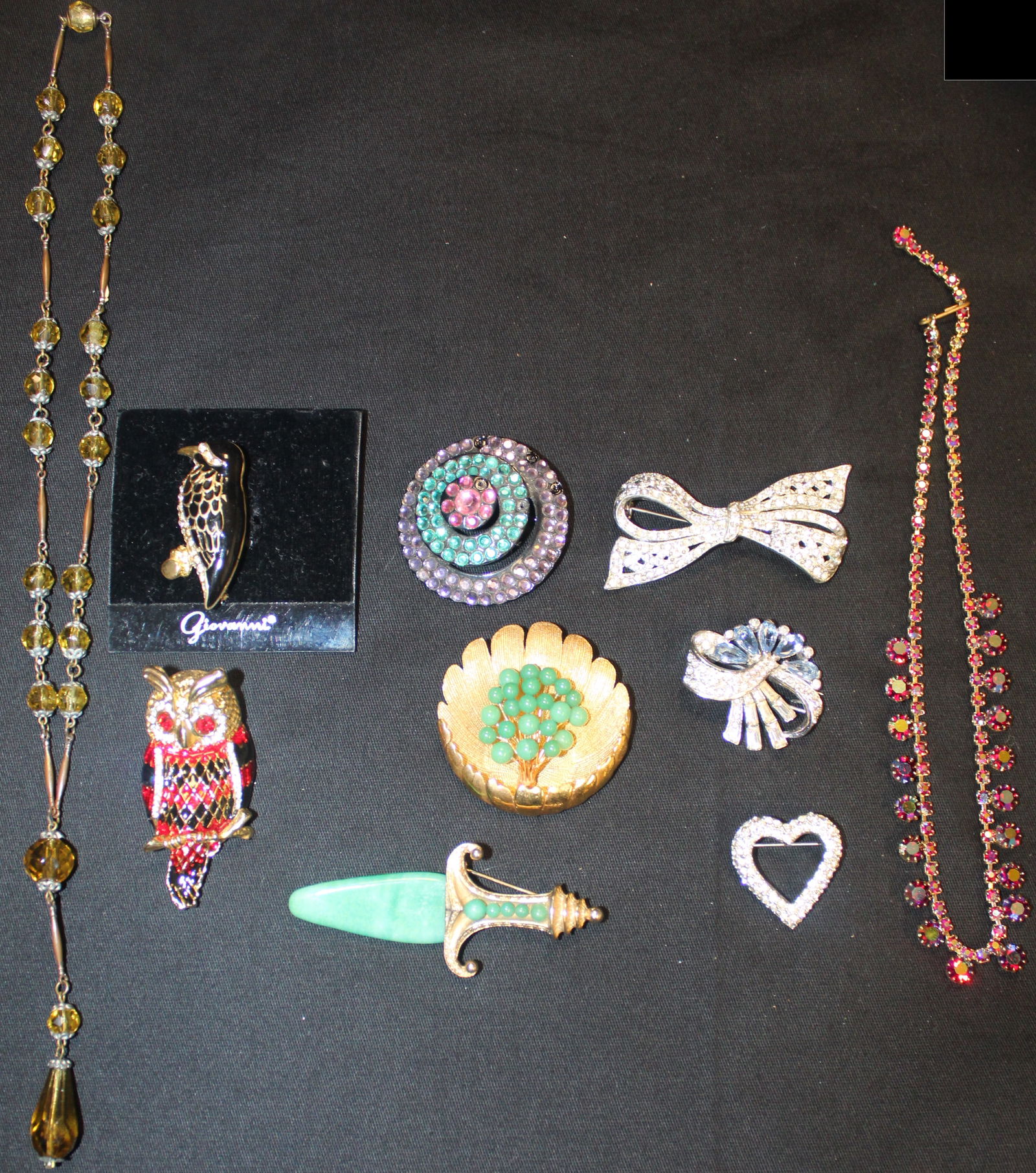 10pc of Costume Jewelry Brooches, Pins Necklaces - Giovanni, Marvella, (1 of 9)