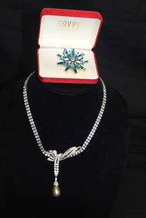 Savvy by Swarovski Brooch & Boucher Rhinestone Necklace: Savvy by Swarovski Brooch & Boucher Necklace