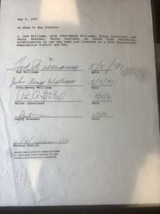 PSA AUTHENTICITY TED WILLIAMS SIGN CONTRACT: PSA AUTHENTICITY TED WILLIAMS SIGN CONTRACT WITH SON JOHN HENRY WILLIAMS