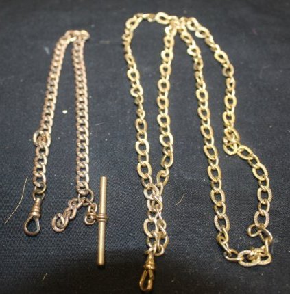 1880s to 1940s Pocket Watch Gold Filled Chains Lot of 2 (1 of 2)