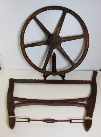 24" Handwheel Web Punch & 1920s Antique Farmhouse Bow Saw (1 of 16)
