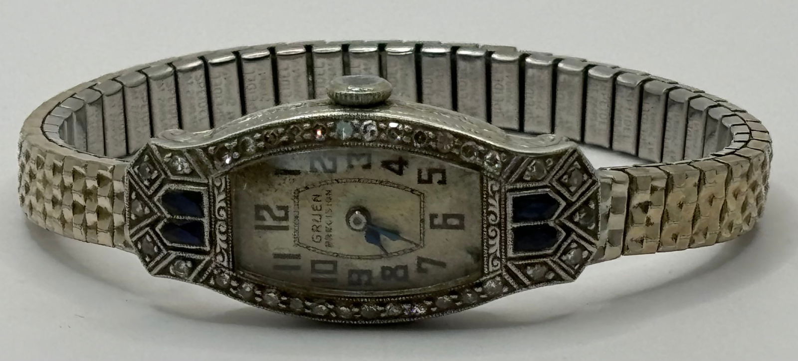 Gruen Precision Watch Iridium/Platium Wristwatch with Diamonds & Sapphire Bezel (1 of 5)