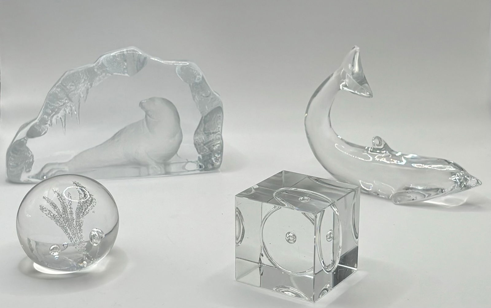 (4) Baccarat France, Mats Jonasson, Orm Fans - Glass Paperweights (1 of 20)