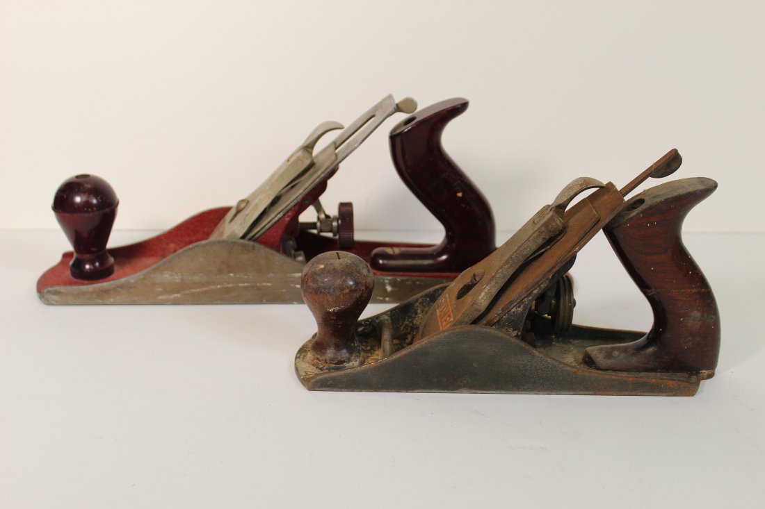 2 Vintage Antique Stanley Bailey No. 4 & Wards Master Hand Plane Carpenter Tool (1 of 12)