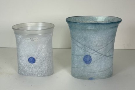 (2) Vintage Kosta Boda Sweden Signed Glass Vases - Bertil Vallien NETWORK Scandinavian Art Glass (1 of 18)