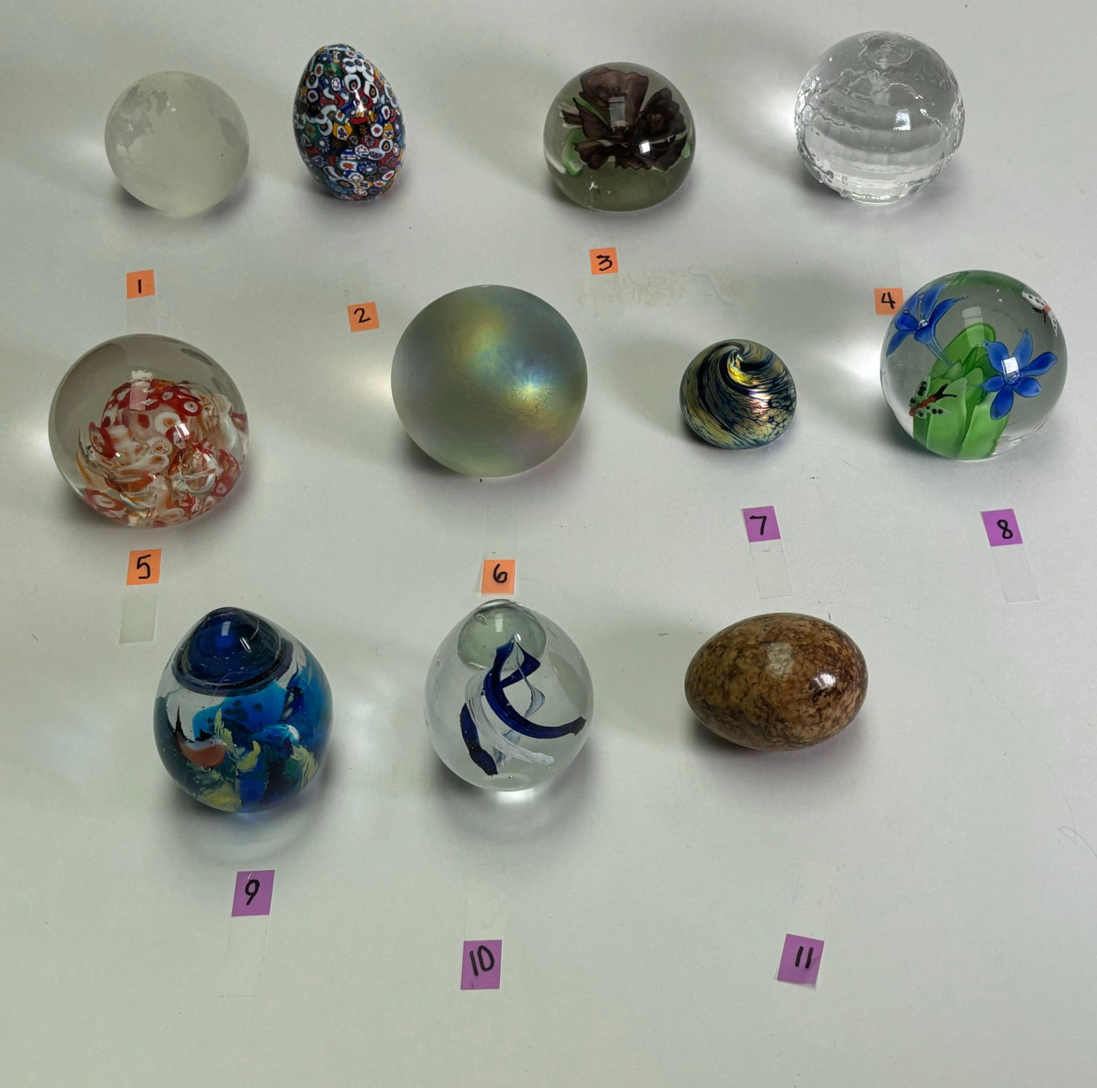 Lot of 11 Glass Paperweights (1 of 11)