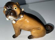 RARE 1800'S CONTA AND BOEHME PORCELAIN PUG DOG FIGURINE HIGH GRADE