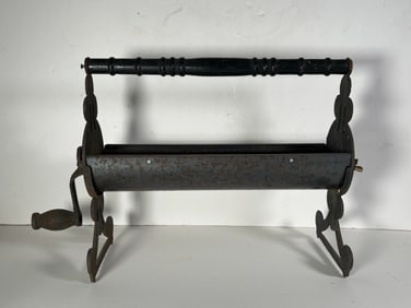 Victorian Wood & Metal Newspaper Log Roller Dispenser