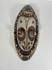 Antique Wooden African Painted Mask Hangin Decor