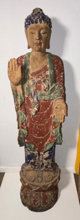 Large 4 foot Lord Lakshmi Devil Wooden Goddess Statue