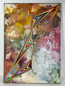 Vintage 1989 Rapael Sanchez Vibe Splice Oil on Canvas Painting