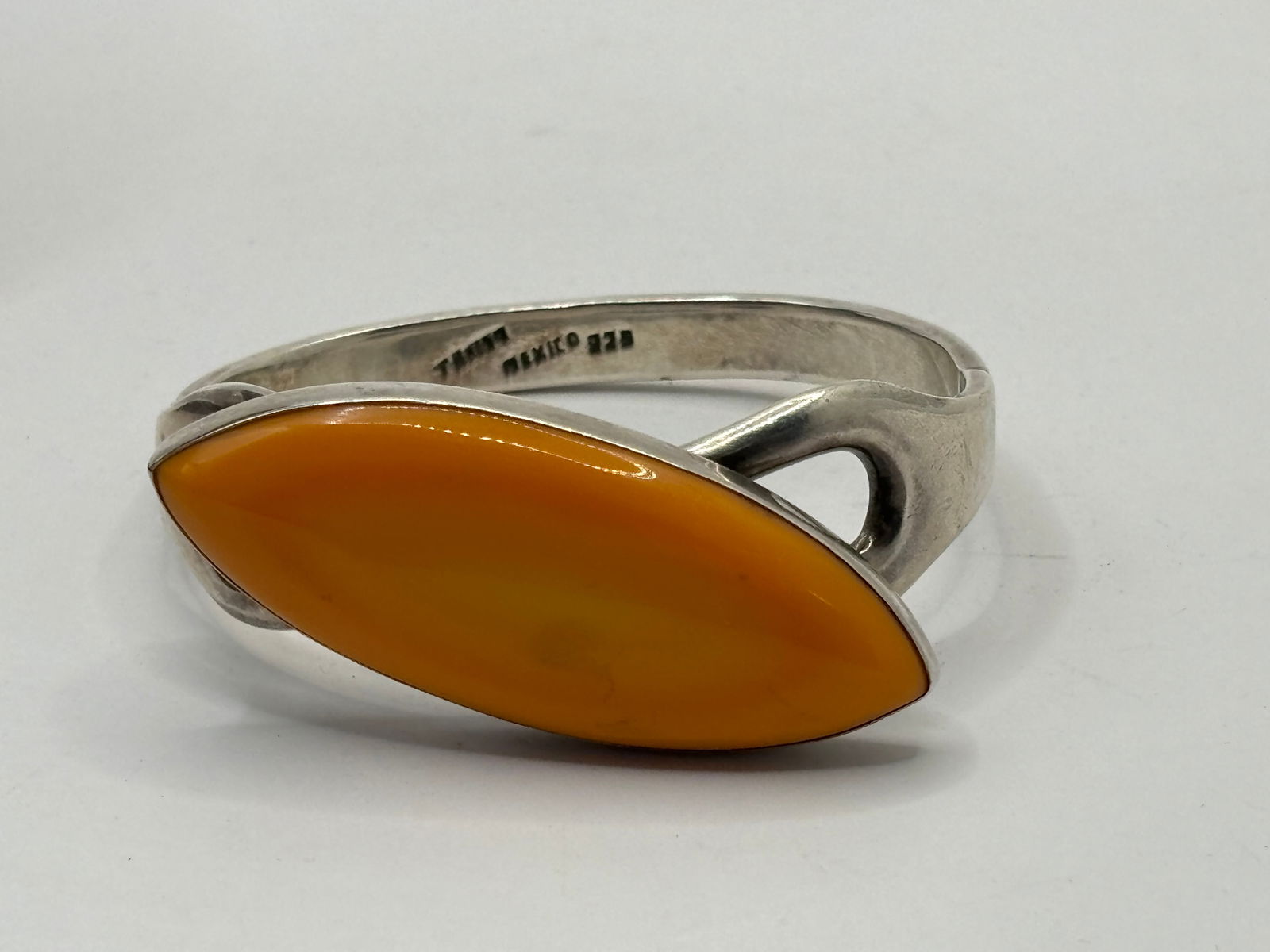 925 Mexico Sterling Silver Bracelet (Large Orange Gemstone) (1 of 5)