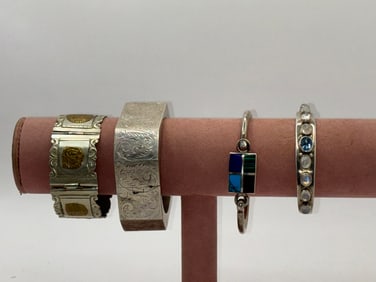 (4) 925 Sterling Bracelets - Mexico - Gemstone