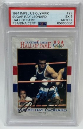 1991 Impel US Olympic Sugar Ray Leonard - Hall of Fame PSA/DNA Cert #29 EX 5 Auto 7 85965686