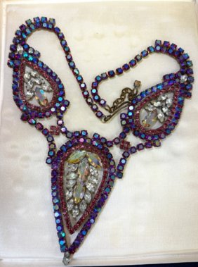 Ballroom Dancing Multi-Colored Glass Rhinestones Costume Necklace