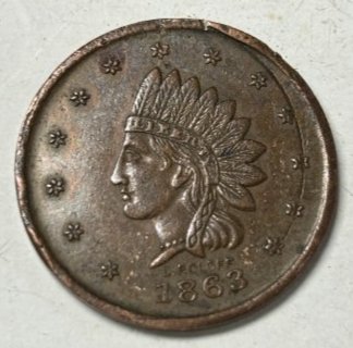 1863 Civil War Store Token - John Schuh's Saloon New York: 1863 Civil War Store Token - John Schuh's Saloon 88 First Ave New York Copper COIN looks nice au 55 or better