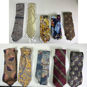 10 Vintage Mens Silk Ties - Christian Dior, Ralph Lauren, Perry Ellis, Arnold Palmer, Giorgio Armani