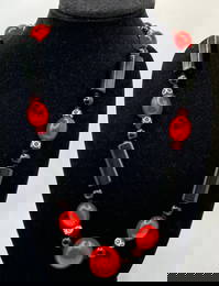 Black & Red Chunky Bakelite Beaded Necklace