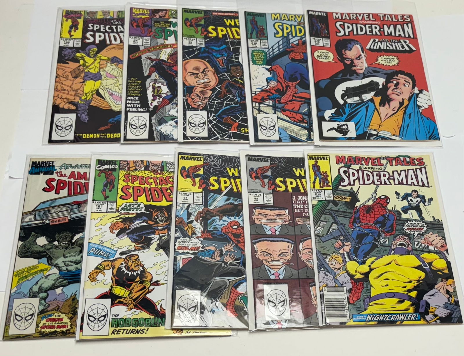 Lot of 10 Comic Books - Grades-  Marvel - The Amazing Spider-Man 1988, 1989, 1990 (1 of 11)