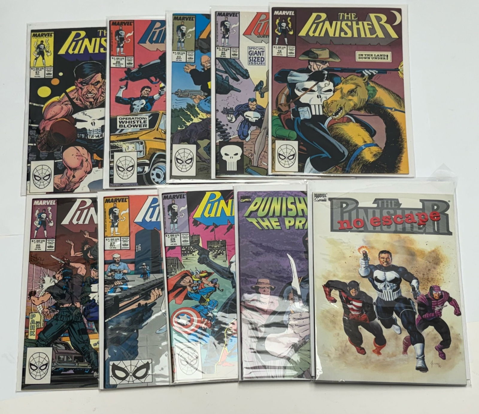 Lot of 10 Comic Books -Marvel Comics  - The Punisher - 1989 & 1990 (1 of 11)