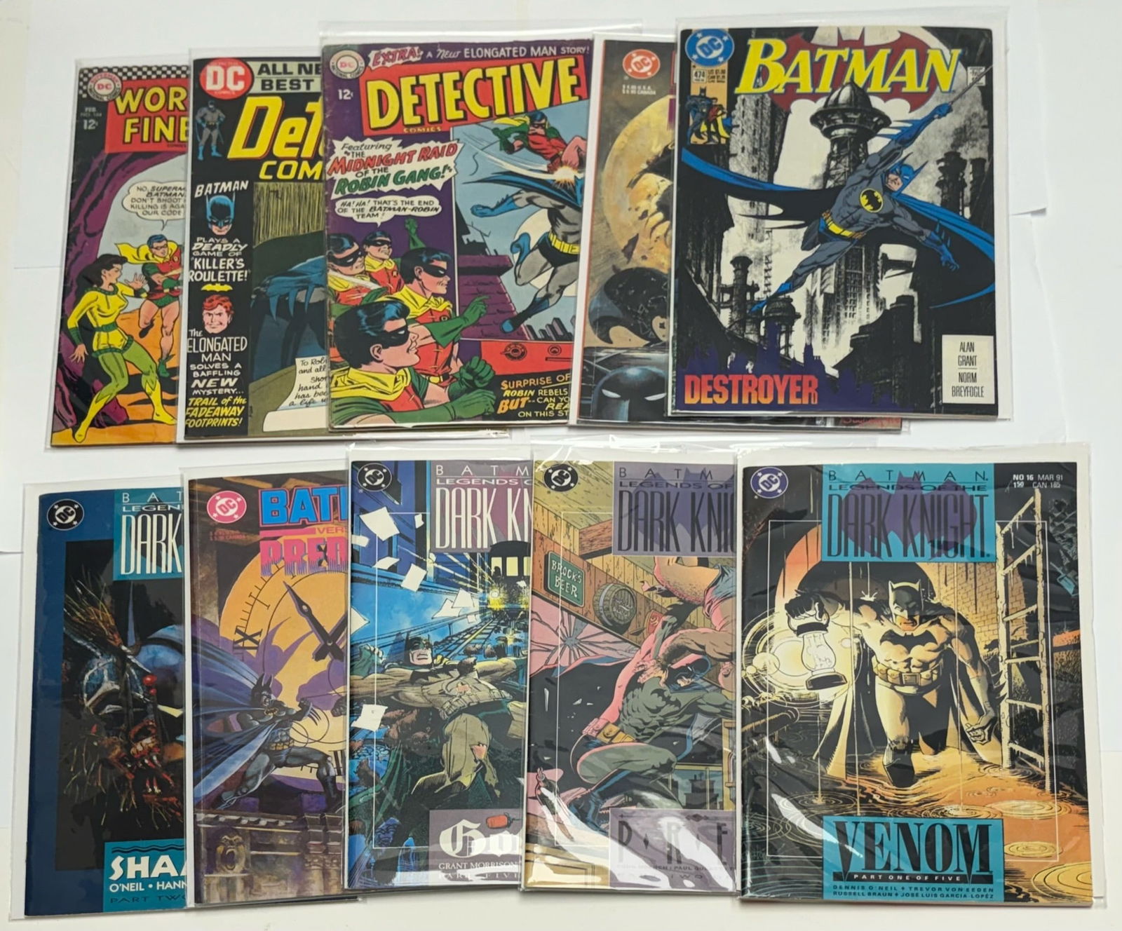 Lot of 10 Comic Books -  DC Comics - Dark Knight, Superman-  1965, 1967, 1972, 1989, 1990, (1 of 11)