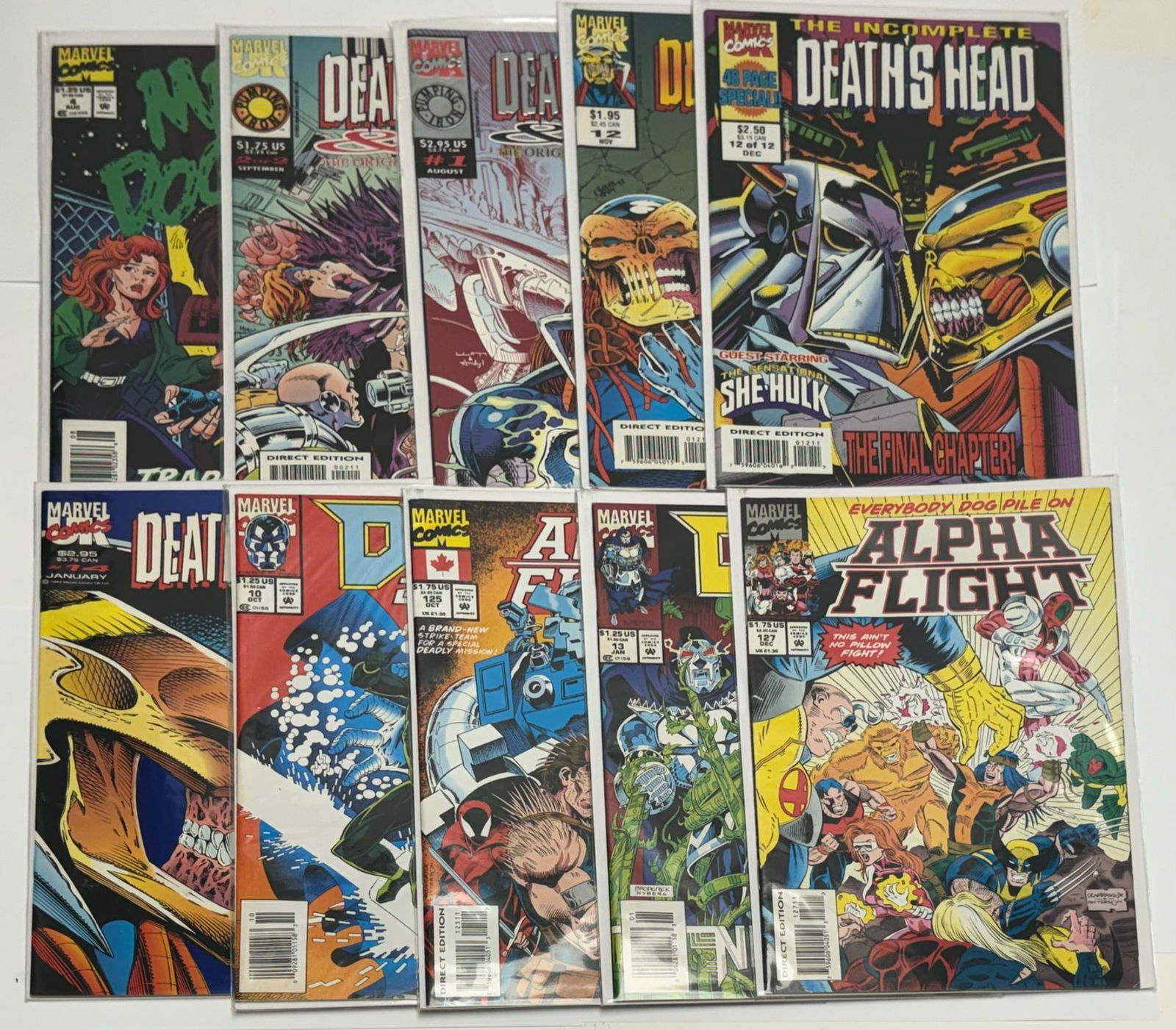 Lot of 10 Comic Books -  Marvel Comics- Alpha Flight, Doom, Death's Head - 1993, 1994 (1 of 11)