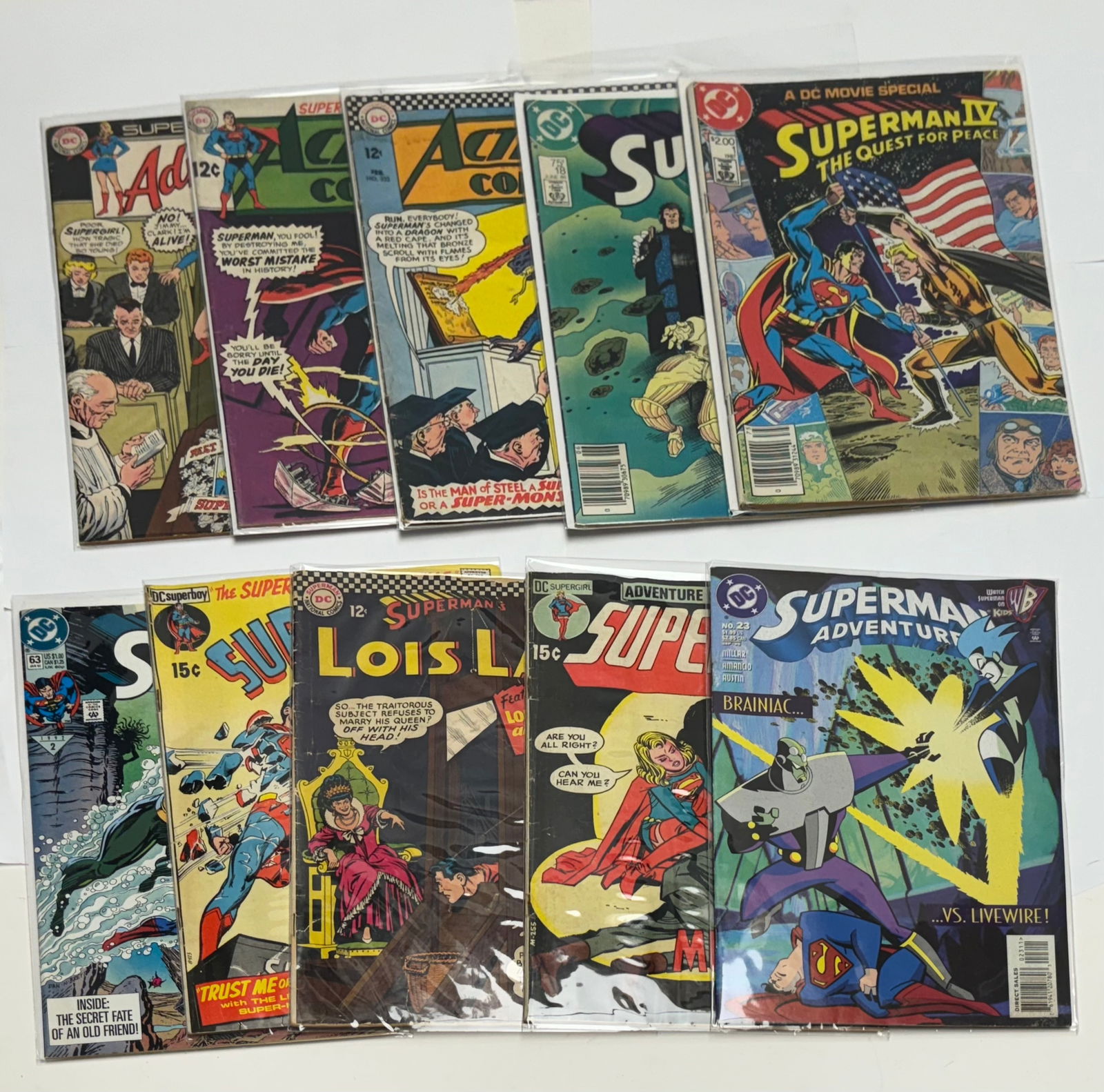 Lot of 10 Comic Books -  DC Comics - Superman -1966, 1968, 1969, 1971, 1987, 1988 1992, (1 of 11)