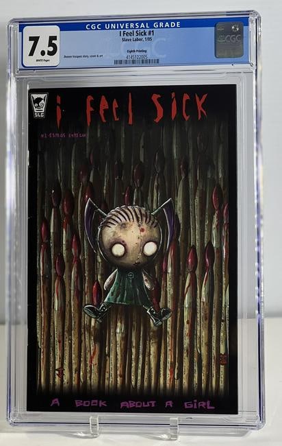 I Feel Sick #1, Slave Labor, 1/05 7.5 White Pages: Comic Description: I Feel Sick #1 2005 Slave Labor Grade 7.5Grader Notes: foreign substance top of back coverlight creasing to coverlight foreign substance top of front coverlight spine stress lines t