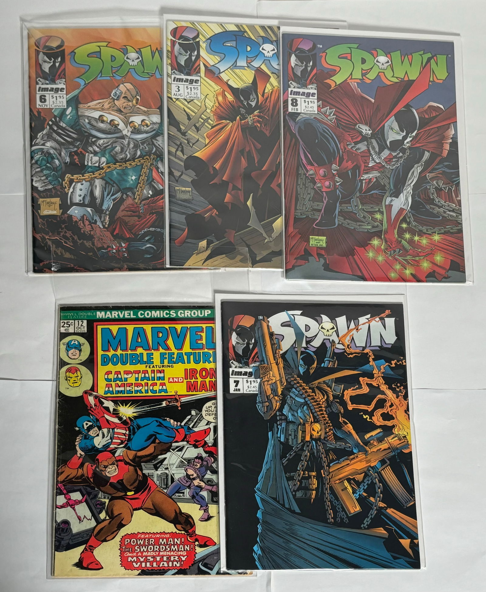 Lot of 5 Comic Books - Marvel/Image Comics - Spawn - 1975,  1992, 1993- X-Men , Wolverine (1 of 6)