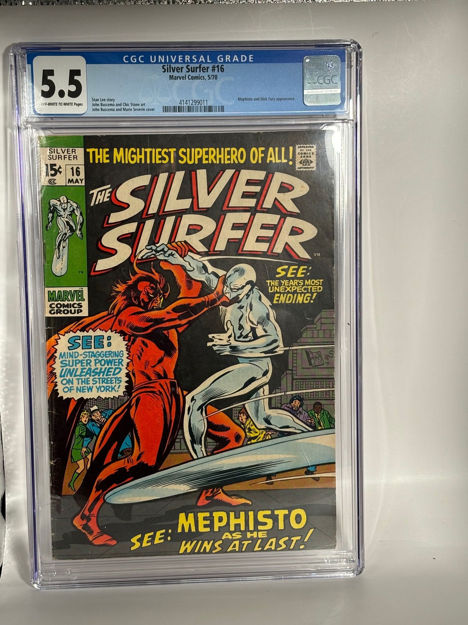 Silver Surfer #16 Marvel Comics 5/70 5.5 Off-White to White Pages (1 of 2)