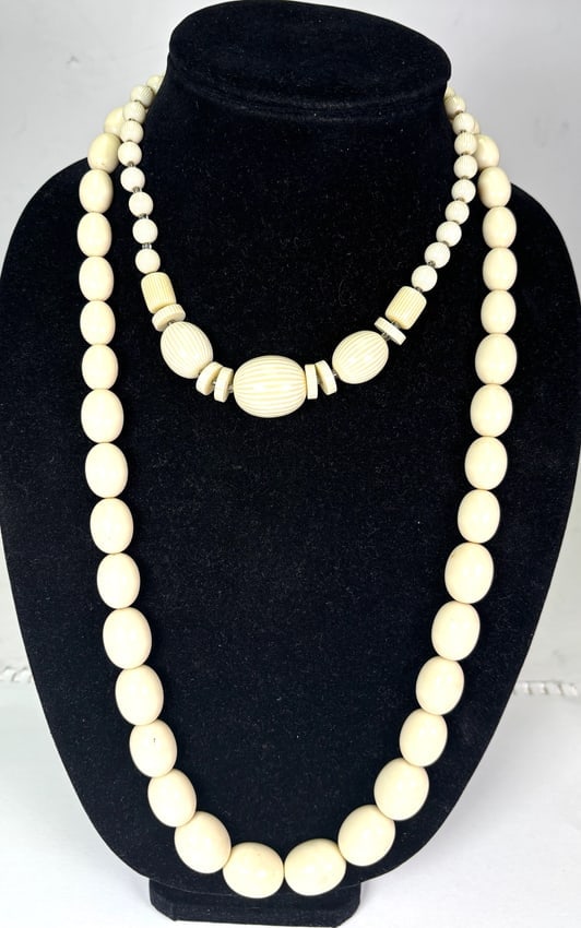 (2) Ivory Bakelite Beaded Necklace (1 of 7)