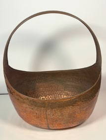 Vintage 1980s Hand-Hammered Copper Basket