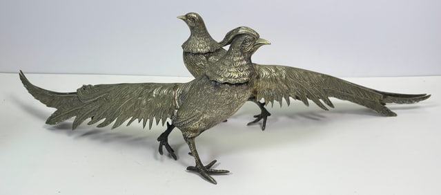 (2) Vitnage Ring Nick Pheasants Brass silver plate