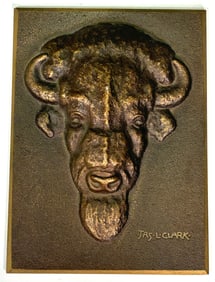 James Lippitt Clark (1883-1969) Cast Bronze American Bison Plaque