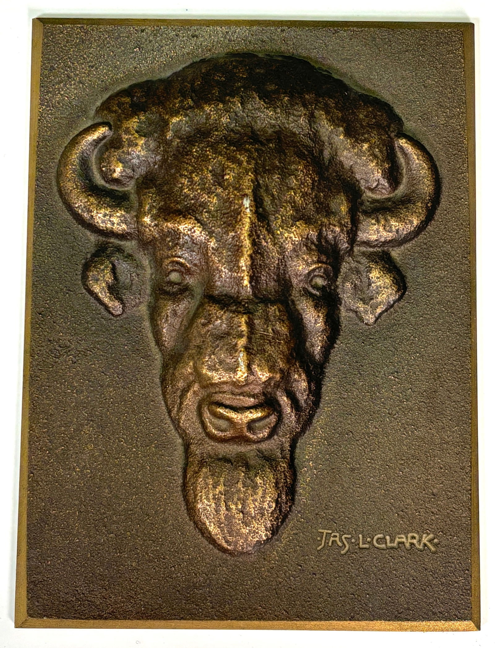 James Lippitt Clark (1883-1969) Cast Bronze American Bison Plaque (1 of 7)