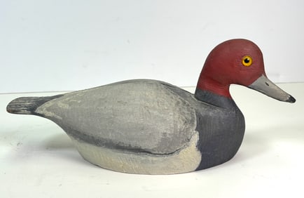 1972 Red Headed decoy Duck hand painted and sign