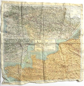 Vintage Original WWII Silk Escape Map 43/A&B France Belgium Holland German-Swiss