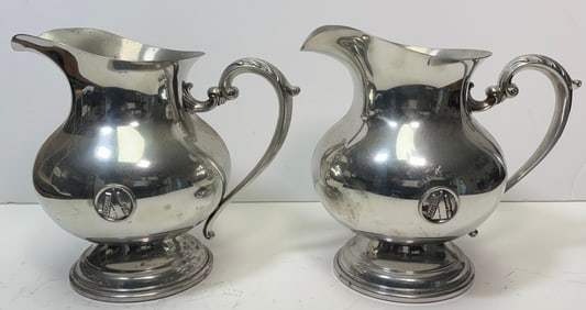 2 Antique Pewter picther Trophies from Alpine Country club N.J