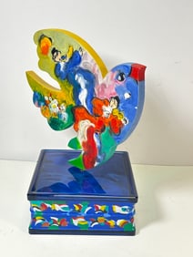 Ben Avram Painted Wooden Bird Signed Piece