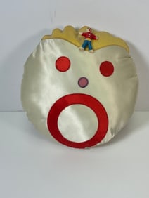 Vintage Satin "Oh No" Mr. Bill from Saturday Night Live Round Pillow w/ Small Mr. Bill Pin