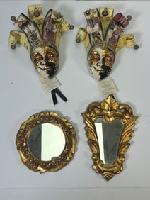 (4) 2- Atelier di Lago & Molin -Handmade Papier Mache Mask & 2 - Wooden Framed Hand Finished With