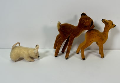 (3) Vintage 1950s Steiffs - Fawn Deer, Bambi & Mohair Mouse