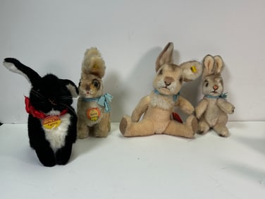 (4) Vintage Steiffs - Rabbits - Snuffy, Sonny & Friends